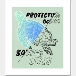 "Protecting oceans saving lives" caretta Posters and Art